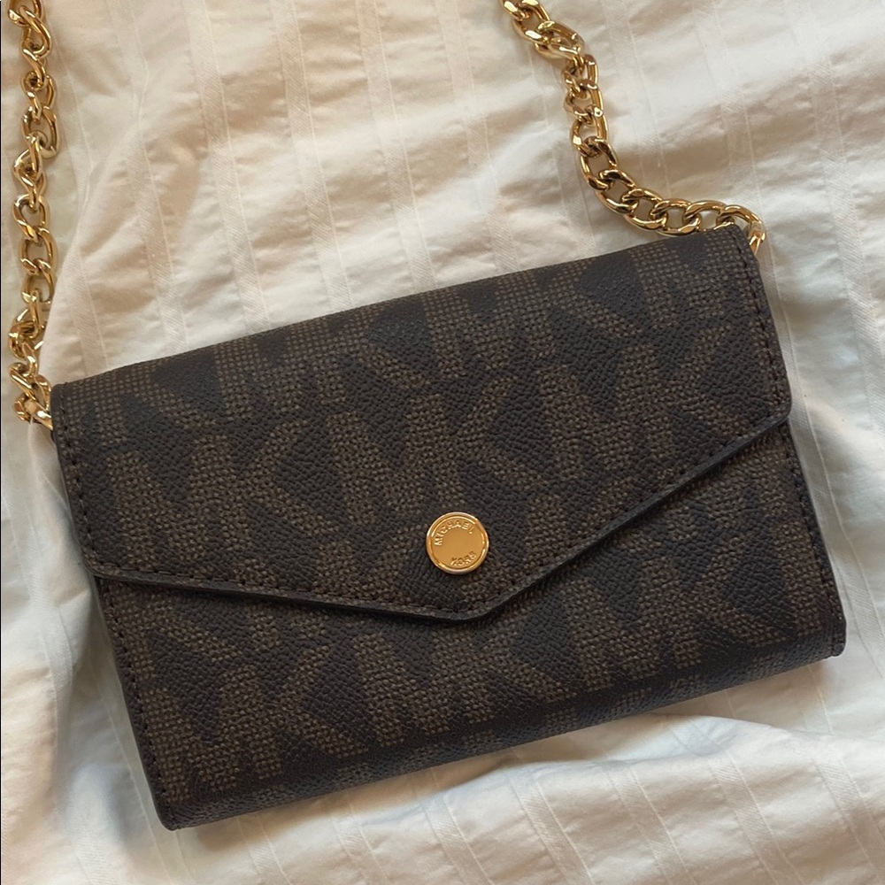 Michael Kors Brown Crossbody Bag with Gold Chain